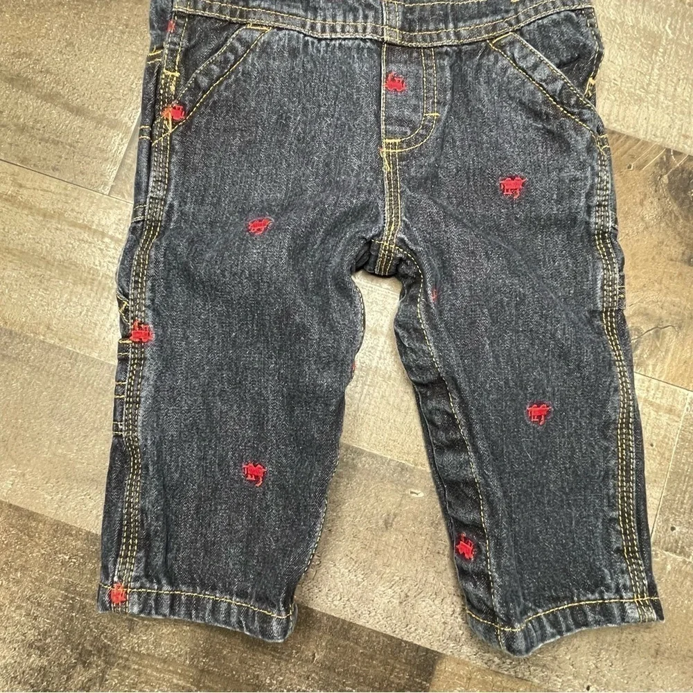 OshKosh Embroidered Train Denim Overalls size 9 months